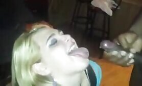 Black Guy Cums On Blonde With Tongue Ring